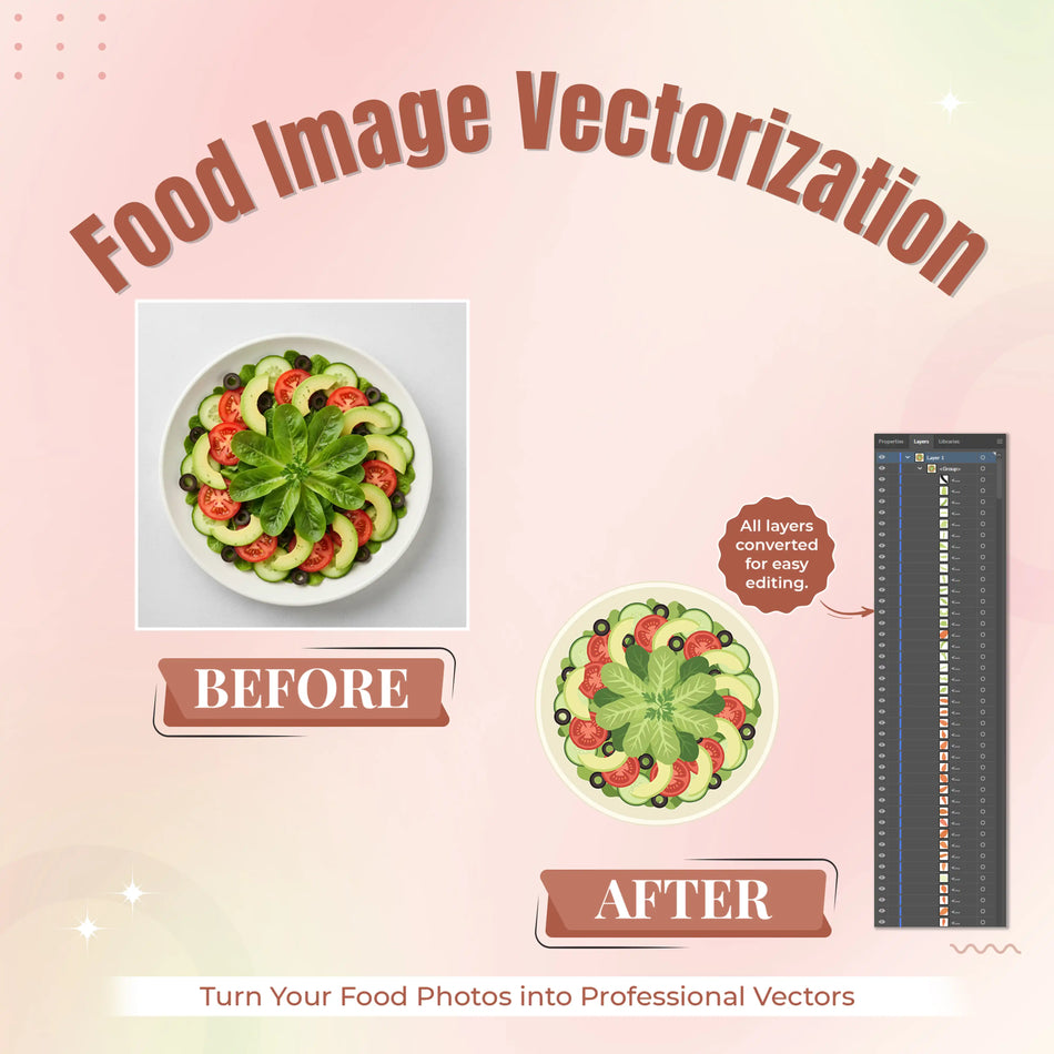 Custom Food Illustration Vectorization – Transform Your Food Art into Vector Files