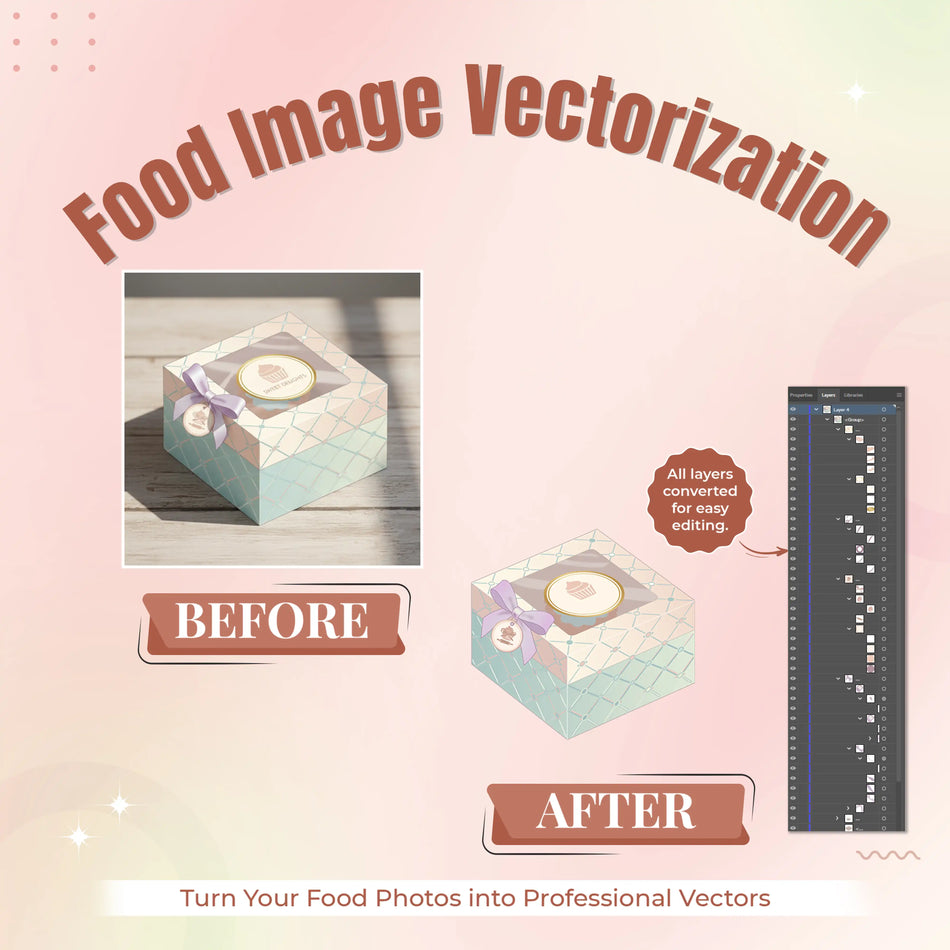 Food Packaging Design Vectorization – High-Quality Tracing for Labels